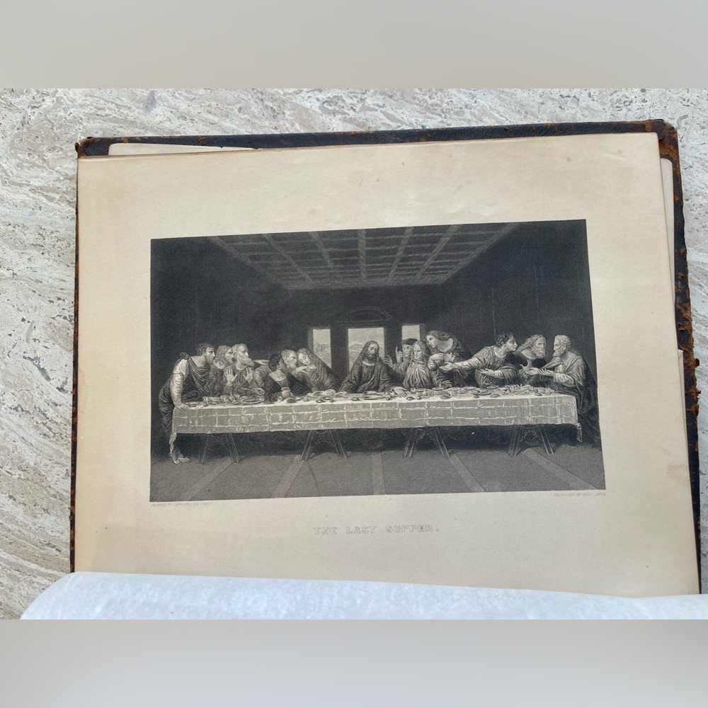 Antique 1879 Leather Family Pictorial Holy Bible G. Dore-Illman Brothers - Picture 10 of 16